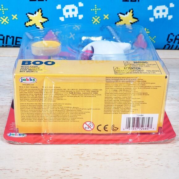 Jakks Pacific Super Mario Boo 4" w/ Gold Coin Nintendo Collectible Figure New - Picture 7 of 10